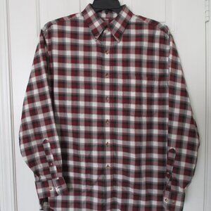 Jos. A. Bank Mens L/S Red & Gray Cotton Check Button-down Casual Shirt - Large